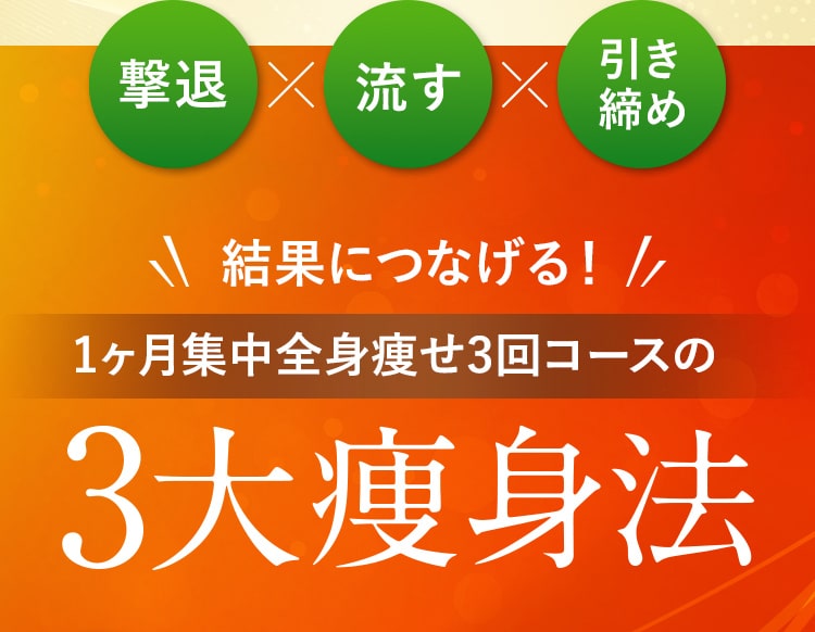 撃退・流す・引き締め! 結果につなげる!1ヶ月集中全身痩せ3回コースの3大痩身法